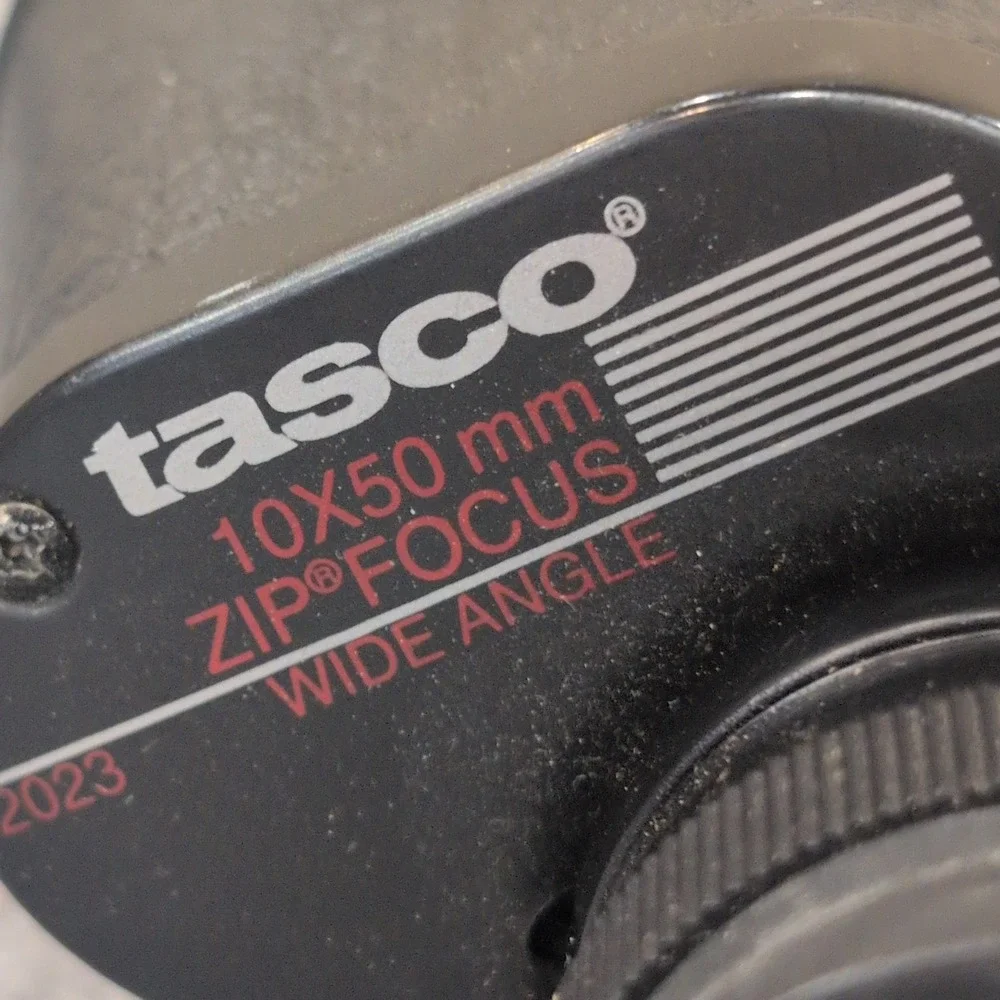 Tasco 10x50mm Zip Focus Wide Angle Binoculars Model 2023 Black Coated Optics